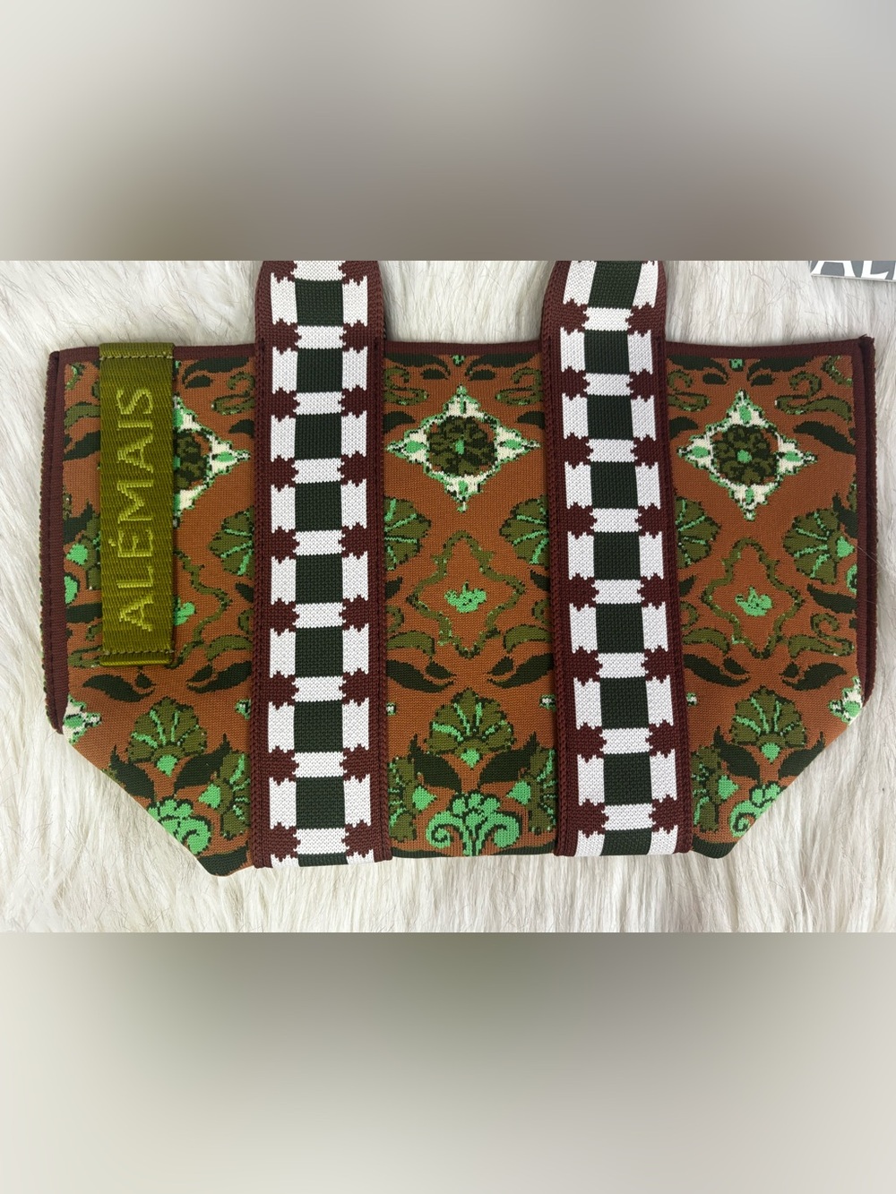 NWT Anthropologie Alemais Cece Jacquard Green & Brown Floral Mini Tote Bag - Picture 8 of 16